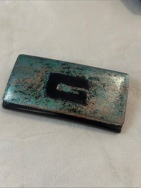 Gucci Logo leather Clutch Continental Wallet hand painted one of a kind